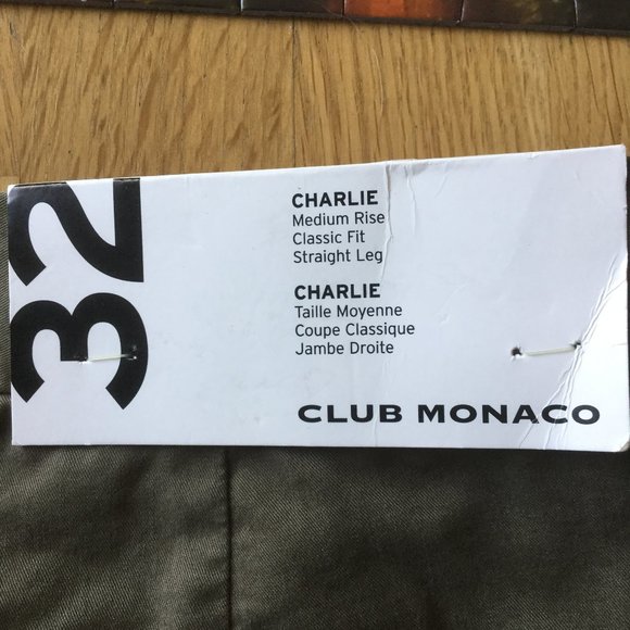 NWT Club Monaco straight leg medium rise army green color 32" waist classic fit - Picture 4 of 5